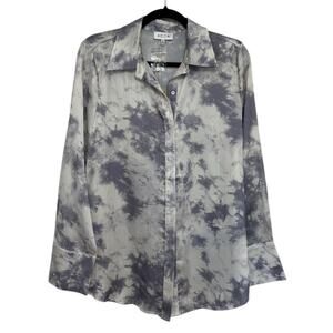 NWT ACOA Gray Tie Dye Satin Button Down - Size M